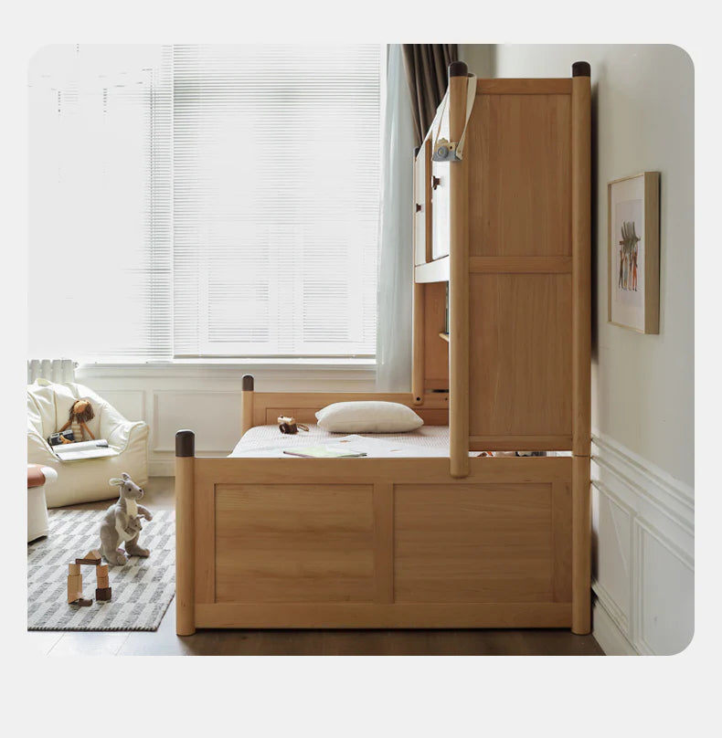 Oak solid wood Multi-function bed with storage
