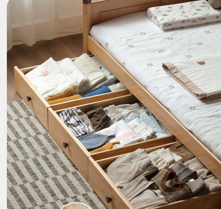Oak solid wood Multi-function bed with storage