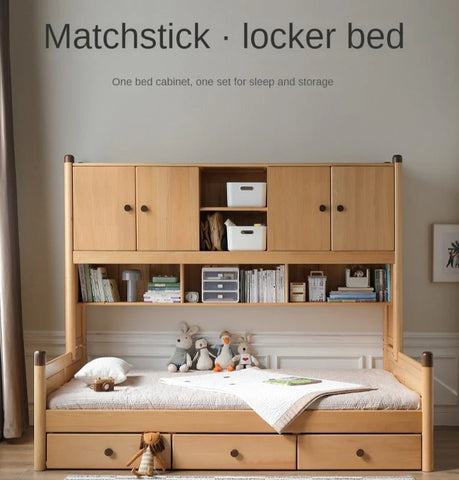 Oak solid wood Multi-function bed with storage