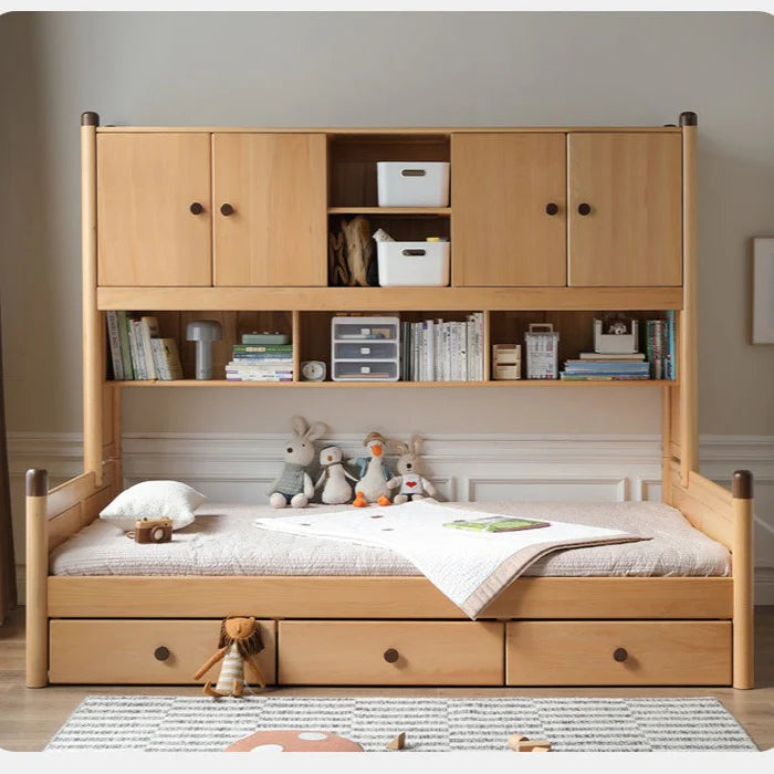 Oak solid wood Multi-function bed with storage