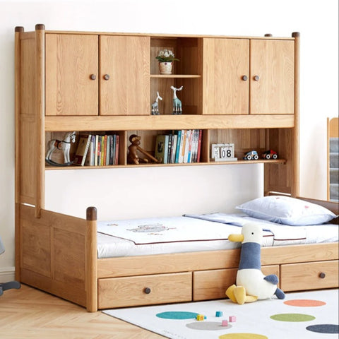 Oak solid wood Multi-function bed with storage