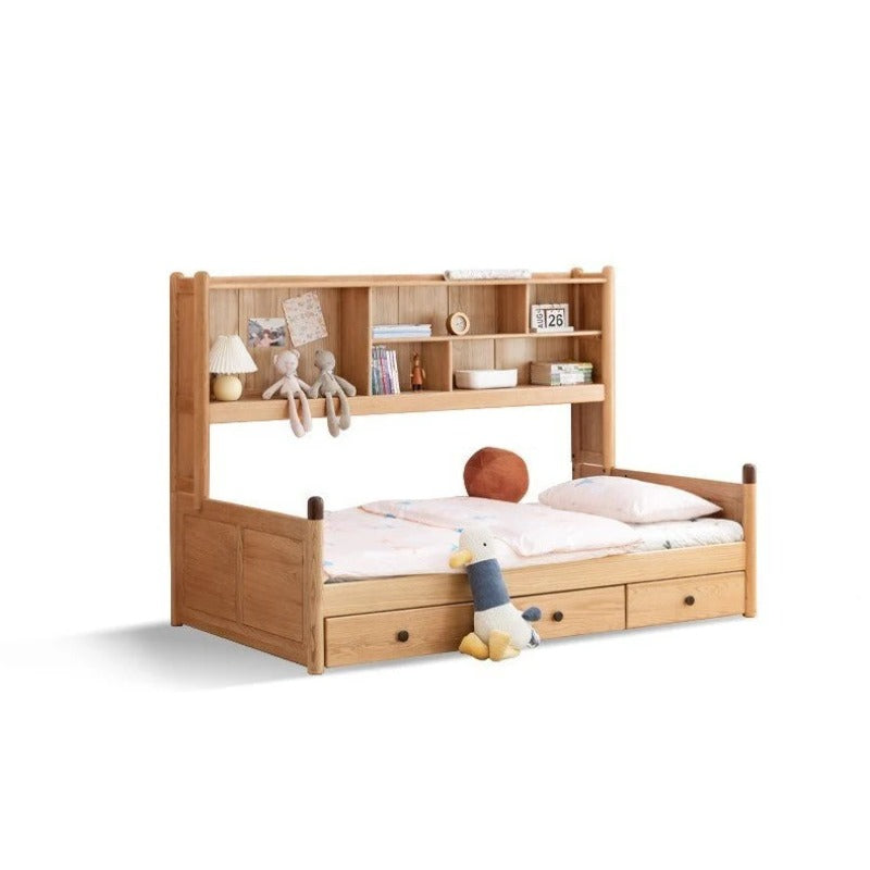Oak solid wood Multi-function bed with storage