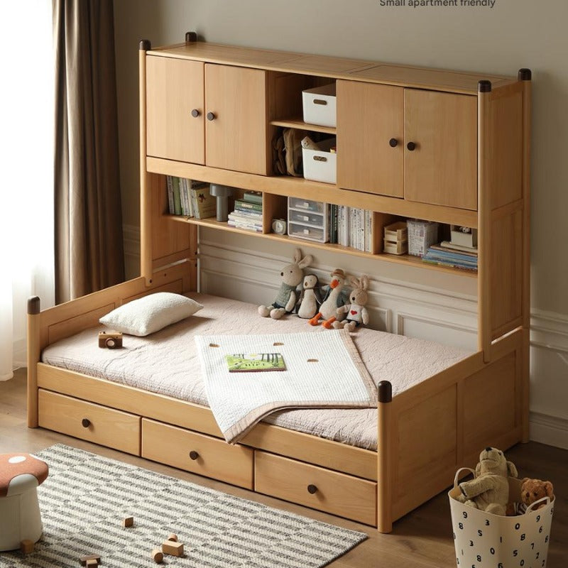 Oak solid wood Multi-function bed with storage