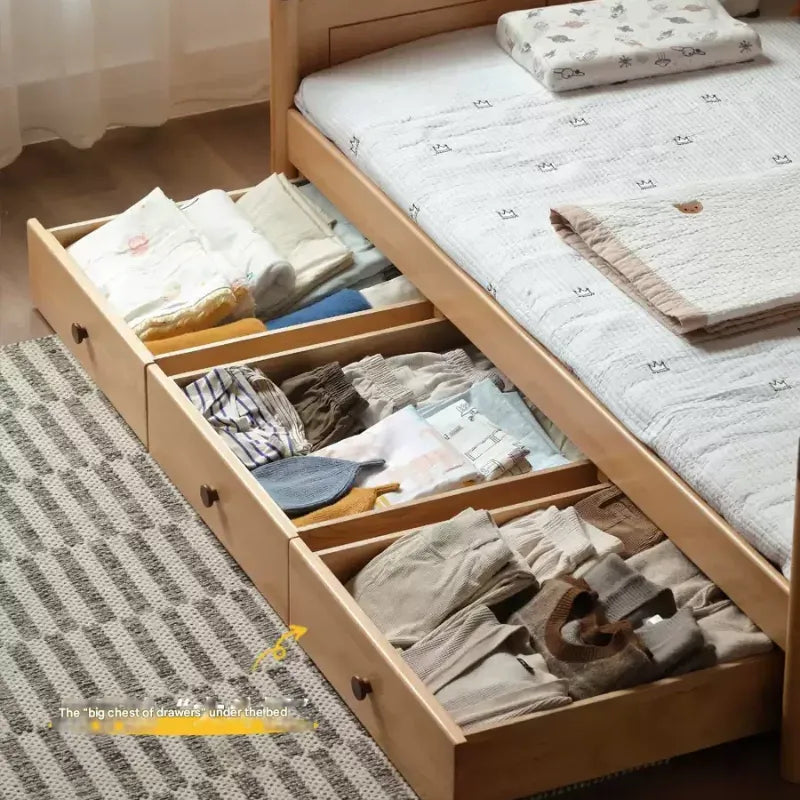 Oak solid wood Multi-function bed with storage