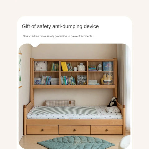 Beech Solid Wood Children's Cabinet Integrated Bed