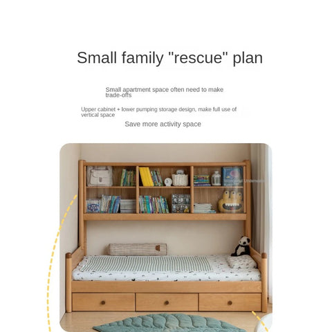 Beech Solid Wood Children's Cabinet Integrated Bed