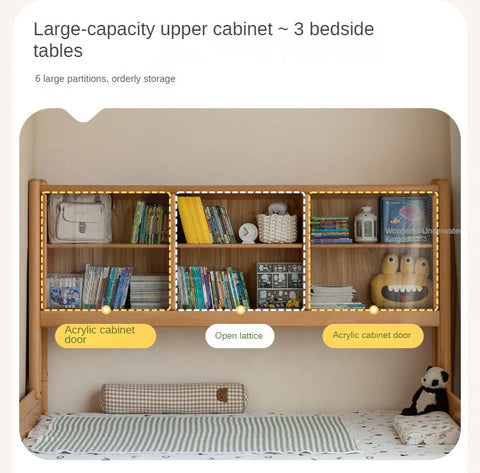 Beech Solid Wood Children's Cabinet Integrated Bed
