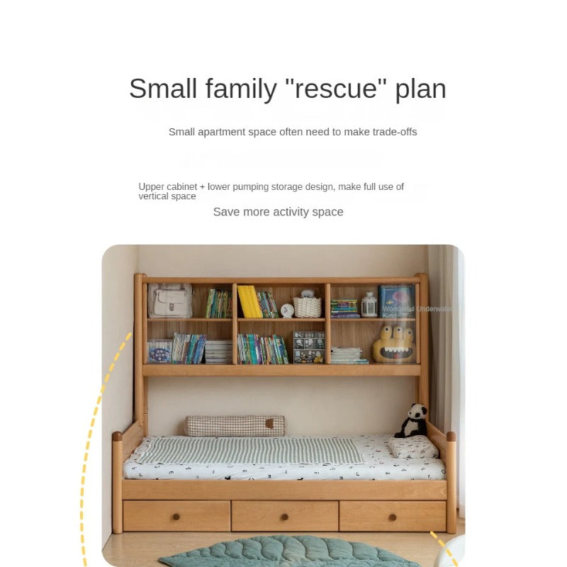 Beech Solid Wood Children's Cabinet Integrated Bed