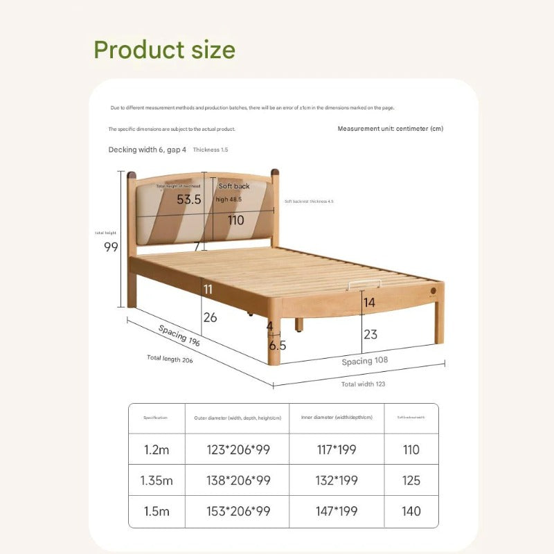 Beech Solid Wood Children's Modern Simple Single Bed