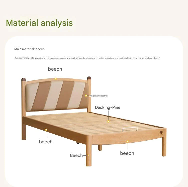Beech Solid Wood Children's Modern Simple Single Bed