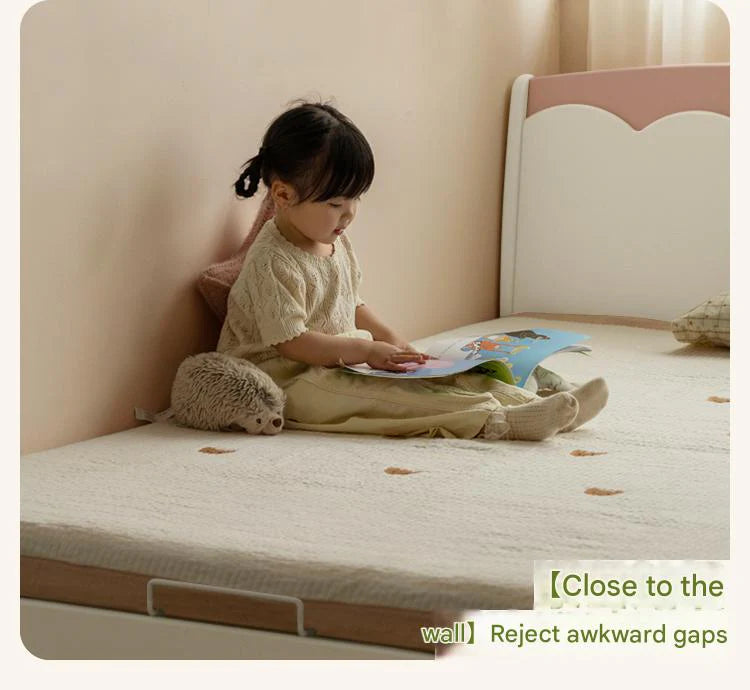 Rubber Solid Wood Cream Style Single Bed.