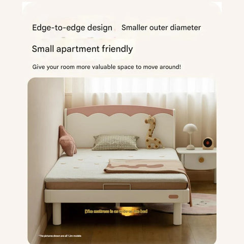 Rubber Solid Wood Cream Style Single Bed.