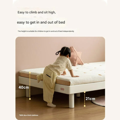 Rubber Solid Wood Cream Style Single Bed.