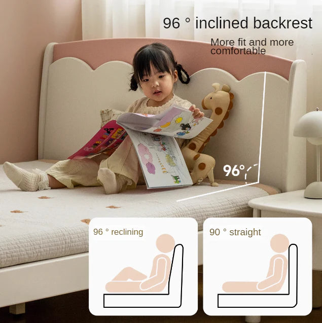 Rubber Solid Wood Cream Style Single Bed.