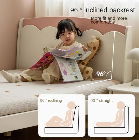 Rubber Solid Wood Cream Style Single Bed.