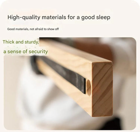 Rubber Solid Wood Cream Style Single Bed.