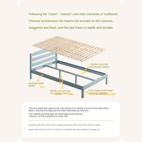 Rubber Wood Children's Modern Simple Bed Boys Girls