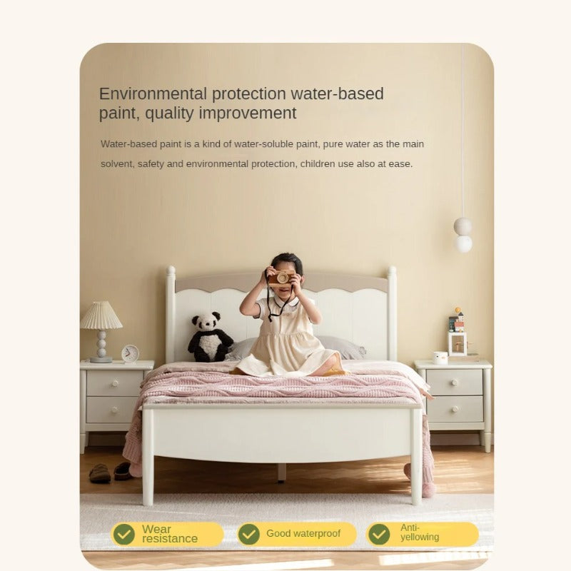 Poplar Solid Wood Children's Modern Bed<