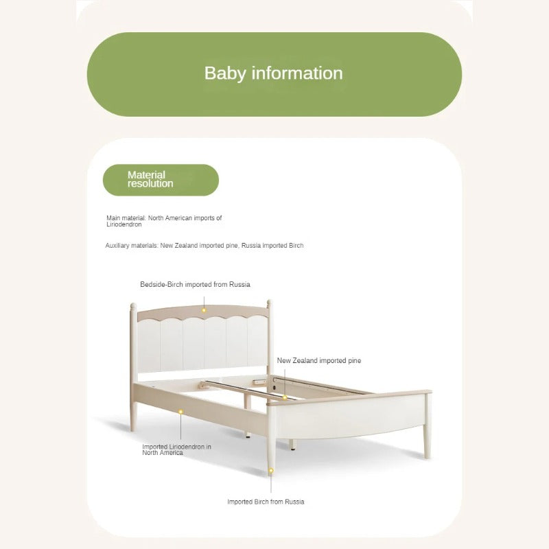 Poplar Solid Wood Children's Modern Bed<