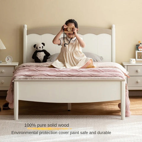 Poplar Solid Wood Children's Modern Bed<
