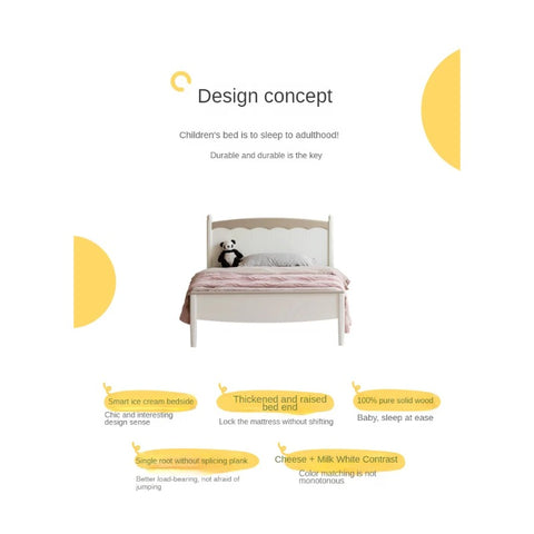 Poplar Solid Wood Children's Modern Bed<