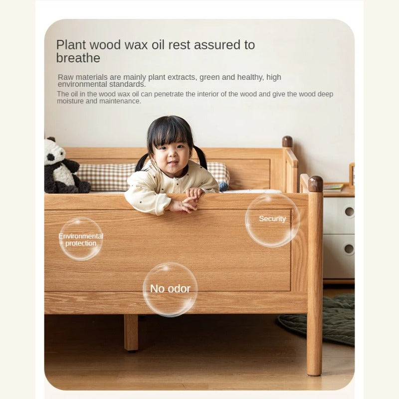 Beech, Oak Solid Wood Children's Bed Widened Guardrail<