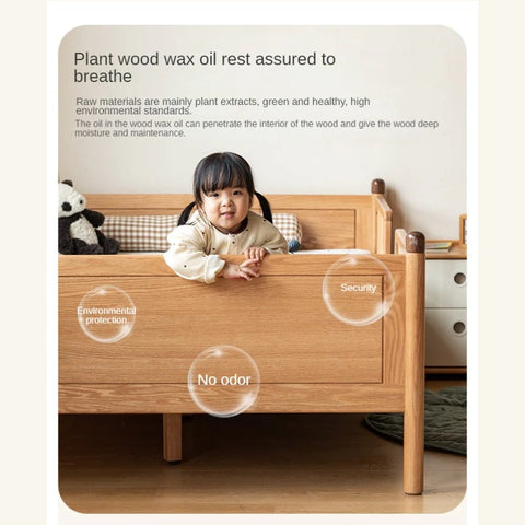 Beech, Oak Solid Wood Children's Bed Widened Guardrail<