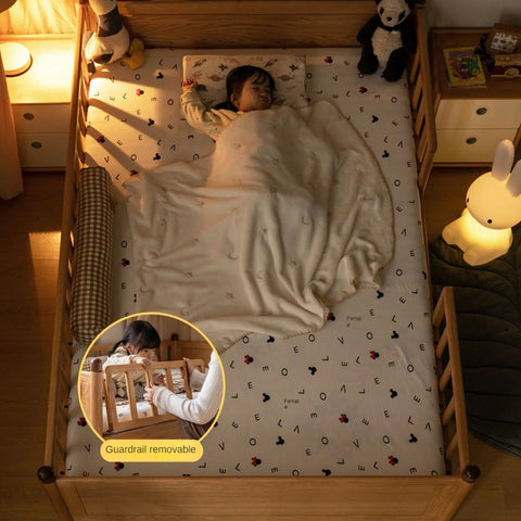 Beech, Oak Solid Wood Children's Bed Widened Guardrail<