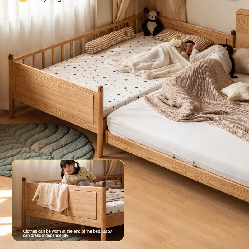 Beech, Oak Solid Wood Children's Bed Widened Guardrail<