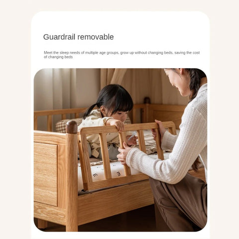 Beech, Oak Solid Wood Children's Bed Widened Guardrail<