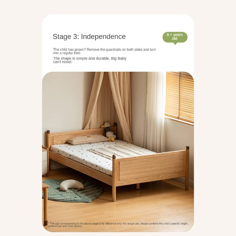 Beech, Oak Solid Wood Children's Bed Widened Guardrail<