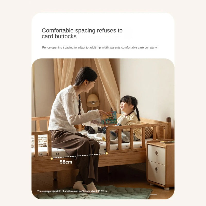 Beech, Oak Solid Wood Children's Bed Widened Guardrail<
