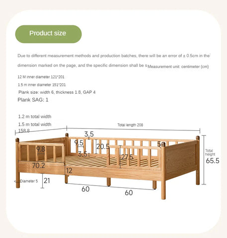 Beech, Oak Solid Wood Children's Bed Widened Guardrail<