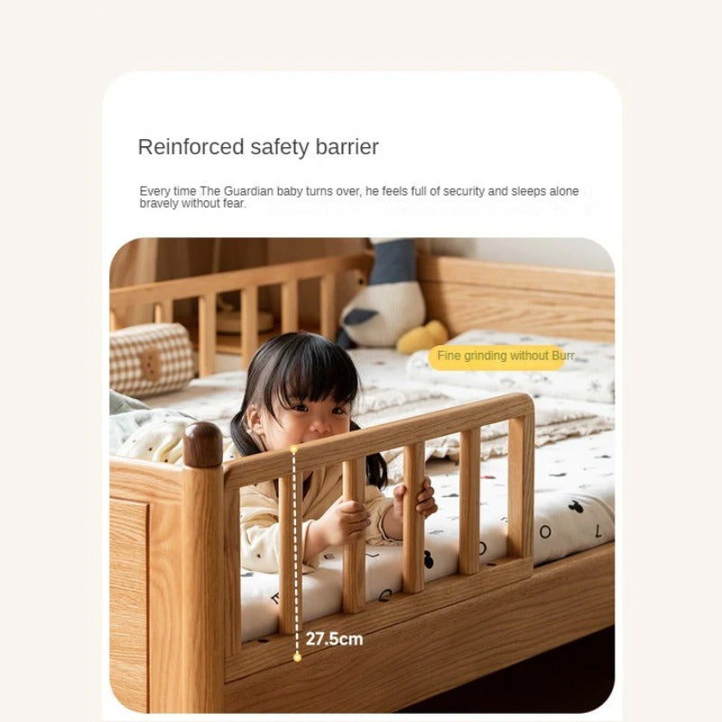 Beech, Oak Solid Wood Children's Bed Widened Guardrail<