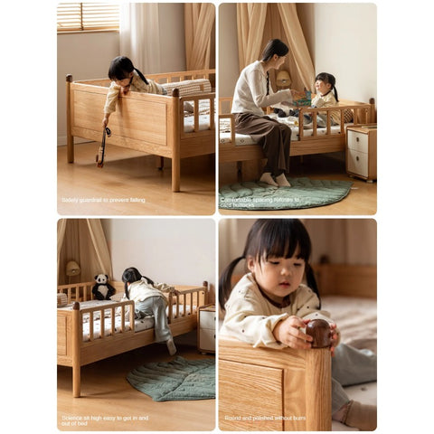 Beech, Oak Solid Wood Children's Bed Widened Guardrail<