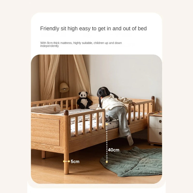 Beech, Oak Solid Wood Children's Bed Widened Guardrail<