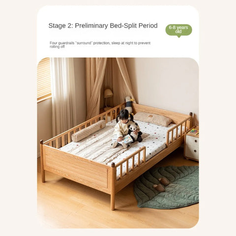 Beech, Oak Solid Wood Children's Bed Widened Guardrail<