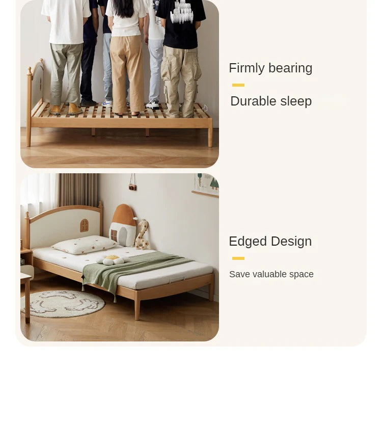 Beech Solid Wood Children's Single Bed.