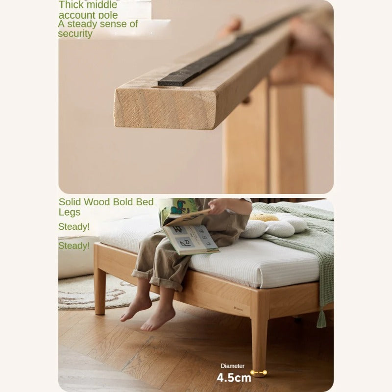 Beech Solid Wood Children's Single Bed.