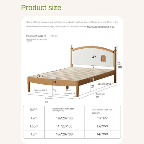 Beech Solid Wood Children's Single Bed.