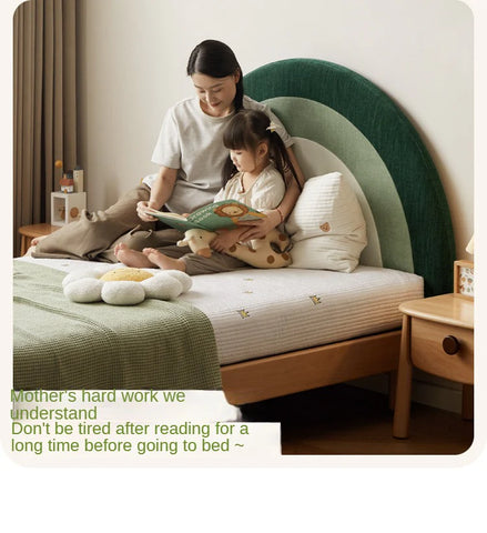 Beech Solid Wood Children's Rainbow Montessori Platform Bed.