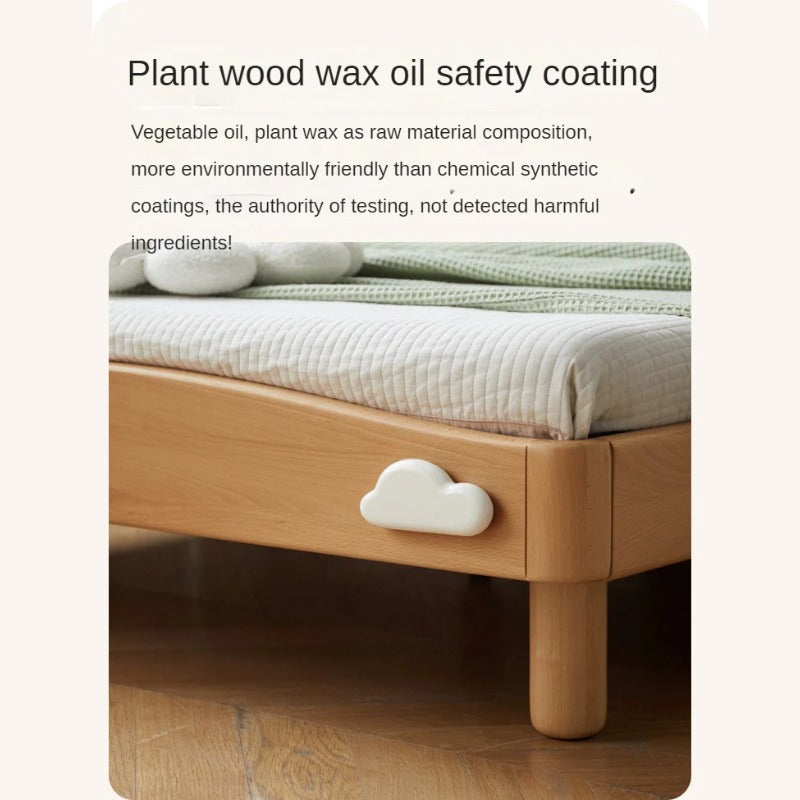 Beech Solid Wood Children's Rainbow Montessori Platform Bed.