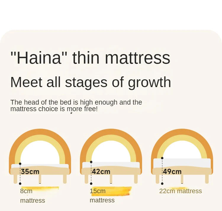 Beech Solid Wood Children's Rainbow Montessori Platform Bed.