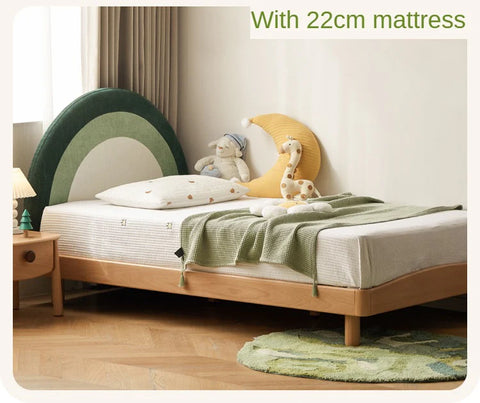Beech Solid Wood Children's Rainbow Montessori Platform Bed.