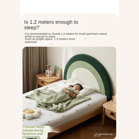 Beech Solid Wood Children's Rainbow Montessori Platform Bed.