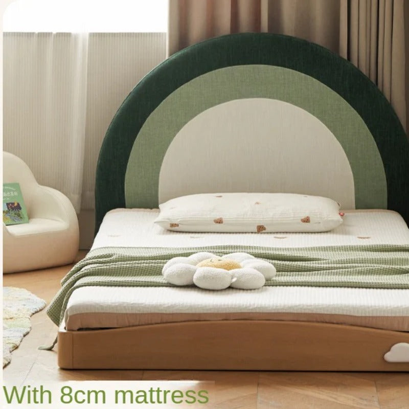 Beech Solid Wood Children's Rainbow Montessori Platform Bed.