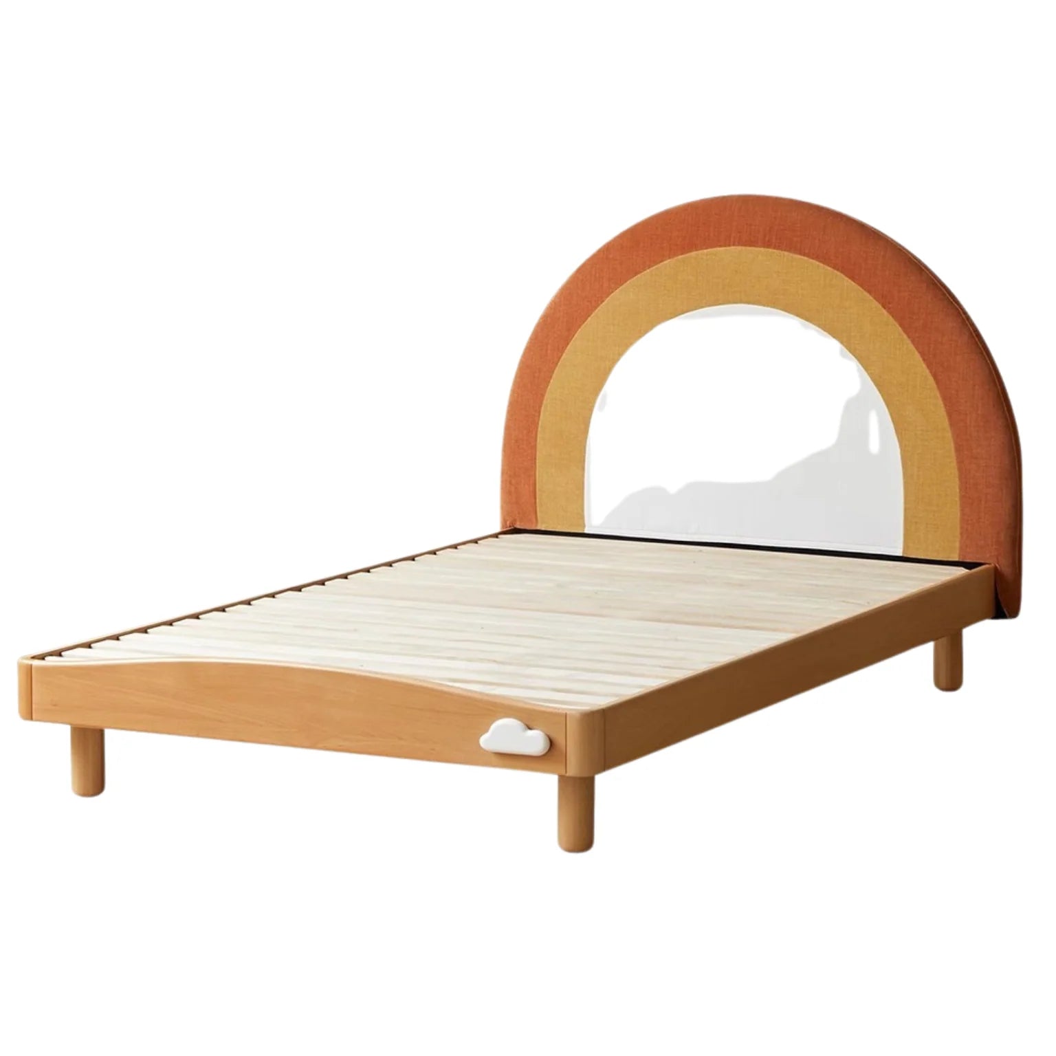 Beech Solid Wood Children's Rainbow Montessori Platform Bed.