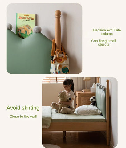 Beech Solid Wood with organic leather Modern Children's Girl Princess Bed<