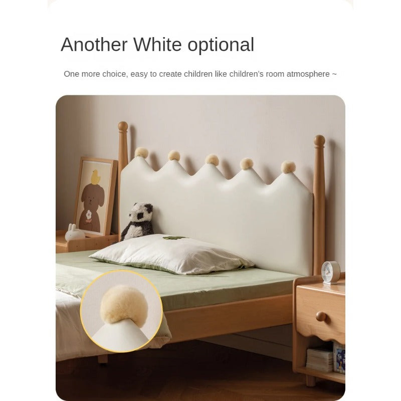 Beech Solid Wood with organic leather Modern Children's Girl Princess Bed<