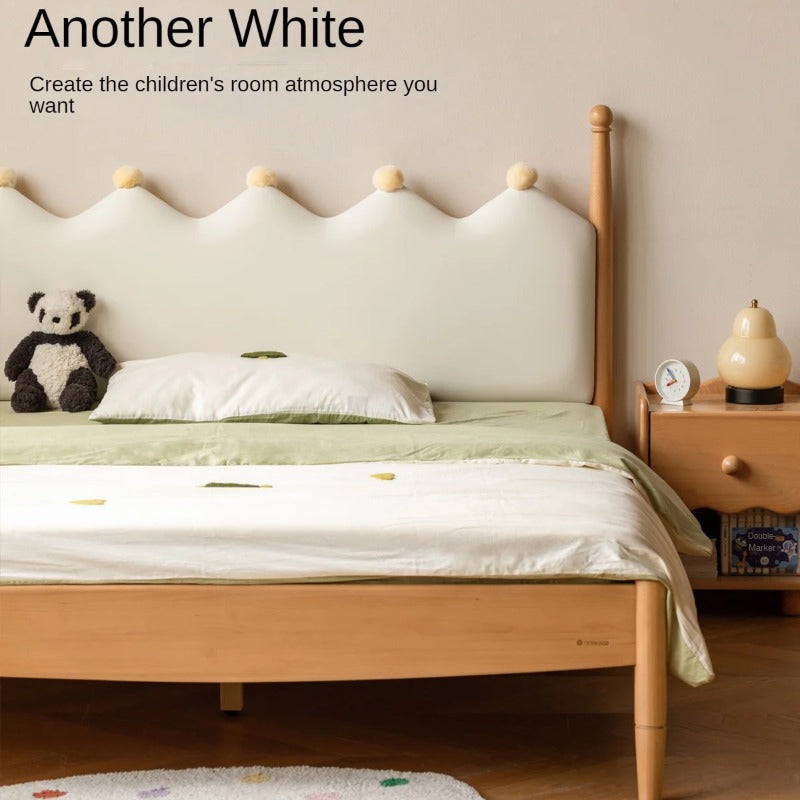 Beech Solid Wood with organic leather Modern Children's Girl Princess Bed<